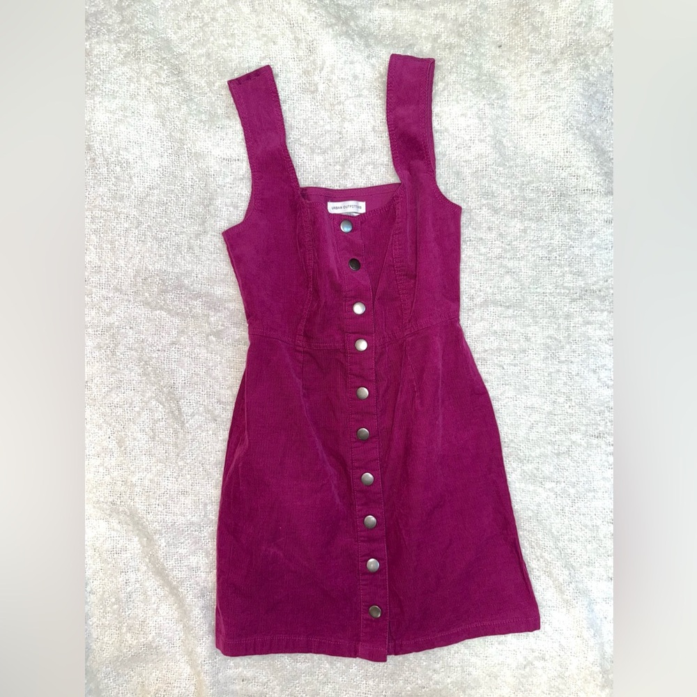 Urban Outfitters Corduroy Pink Sleeveless Square Neck Mini Sundress
